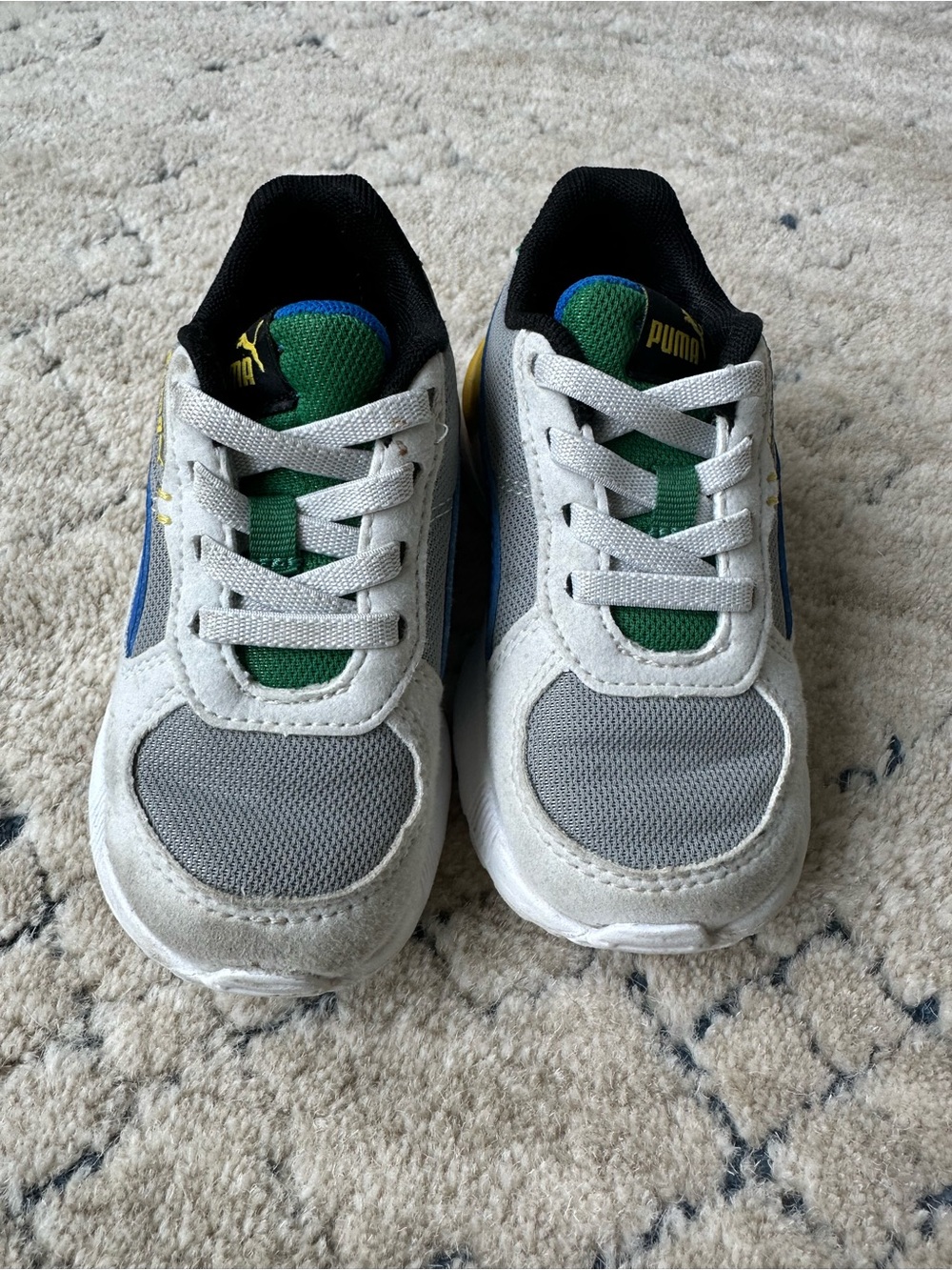 Puma Kids Gray Sneakers with Blue, Green & Yellow Accents - Picture 2 of 6